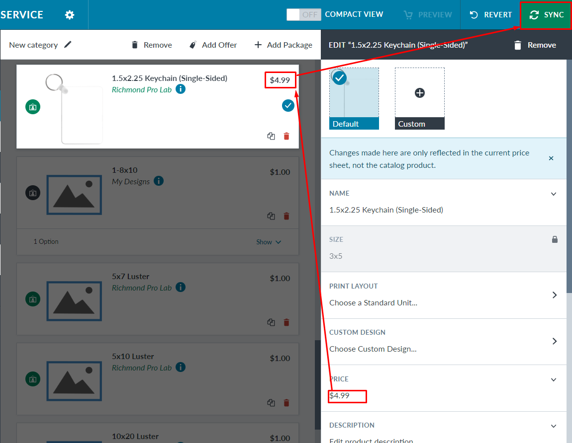 BluePrint Products are listed as 1.00 when added to your price sheet.