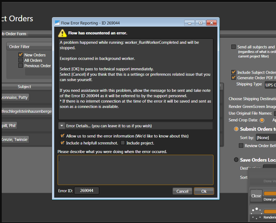 Error Fix - FLOW Error Reporting ID During Order Submission [Captura: FLOW]