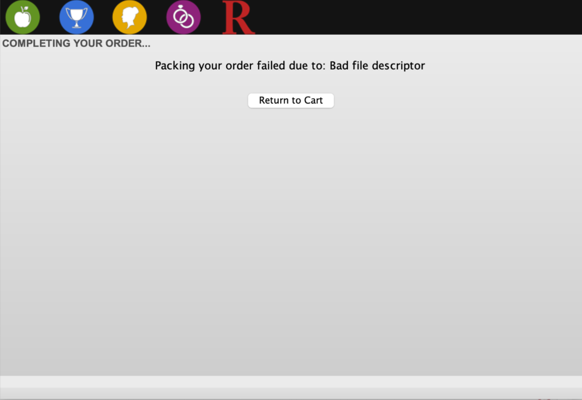 Error Fix - Packing your order failed due to: Bad file descriptor [ROES]